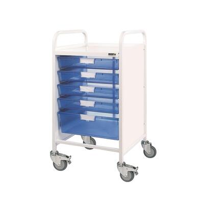 Sunflower Vista 50 Clinical Trolley - 4 Single, 1 Double Tray