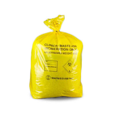 YELLOW CLINICAL BAGS W/ ADHESIVE TAPE 27X46CM X50