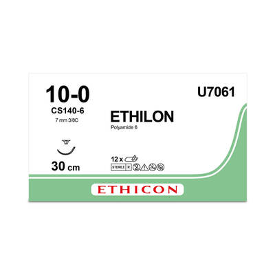 ETHILON SUTURE BLACK 10-0 30CM 3/8 CIRCLE X 12