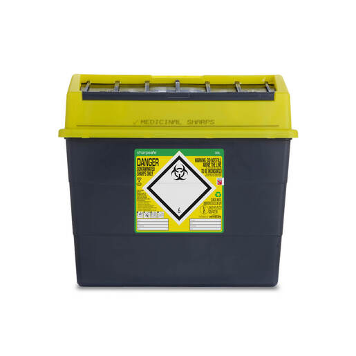 Sharpsafe 30L Grey UK Yellow Lid